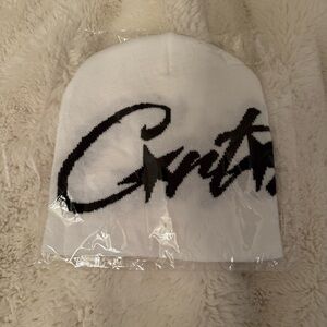 White Beanie with Black Script